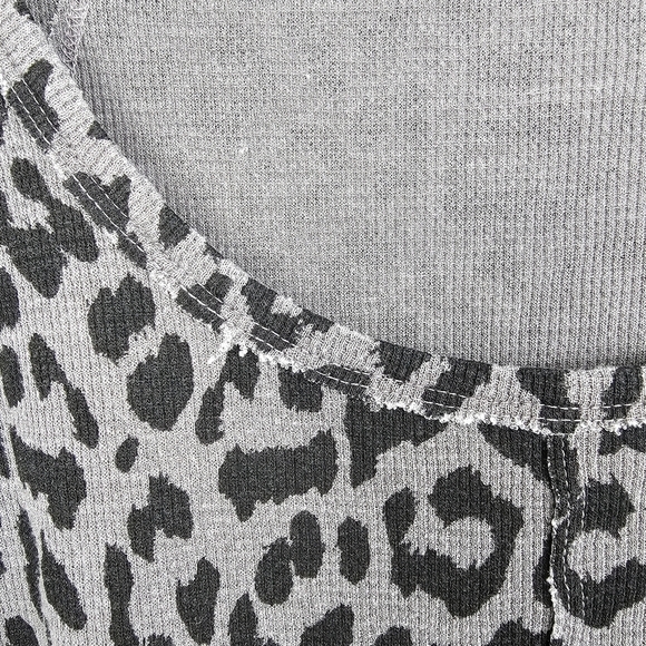 Lucky Brand Leopard Print Thermal Frayed Shirt - Picture 8 of 10